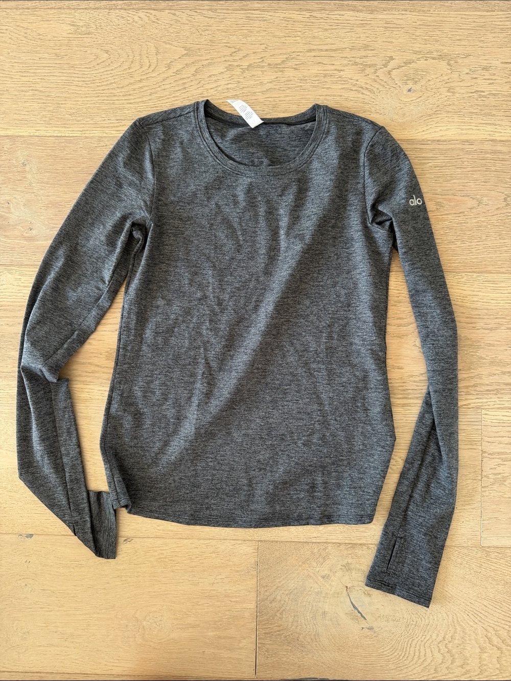 ALO Yoga Charcoal Gray Long Sleeve Crewneck Top